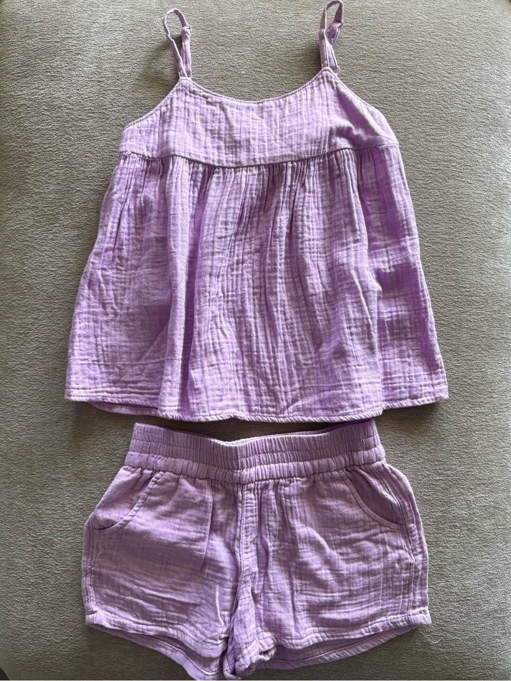 Cat & Jack Girls Purple Cotton Gauze 2-Piece Tank & Shorts Set